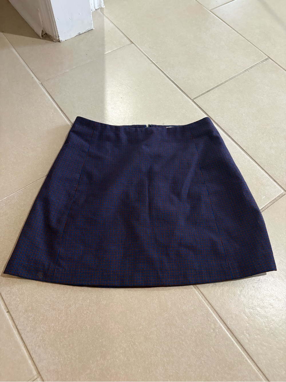 NWOT Aritzia Sunday Best Plaid Mini Skirt Size 4 Blue red Checked A-Line Preppy